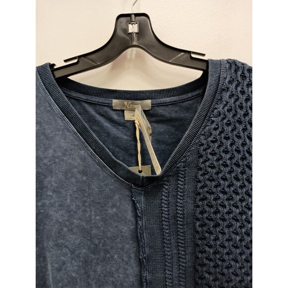 Natural Reflection Womens BOHO Sweatshirt Medium Blue Cable Knit Boxy Pullover - Picture 2 of 11